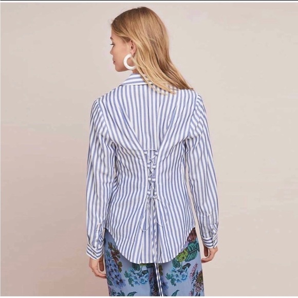 Anthropologie Pilcro and the Letterpress lace up back top button down size 14 - Picture 5 of 5